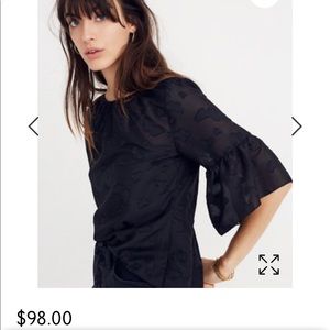 Madewell Butterfly-Jacquard Ruffle Top 🖤